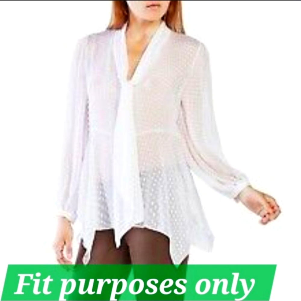 BCBG Max Azria Kelleigh Tie-Neck Clipped Dot TopSz XS.
